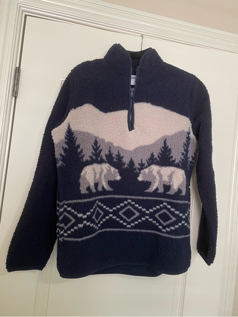Old Navy Blue Bear Sherpa Half Zip Pullover XS